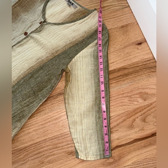 FLAX 100% Linen Lagenlook Button Front Tunic Cardigan Pockets Size Small - Picture 7 of 11